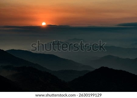 sun set in the mountains