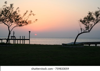 Sun Set Over Beach In Rockport Texas 