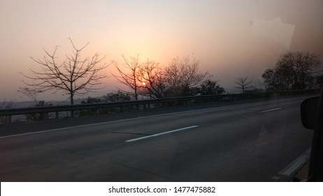sun set view at highway