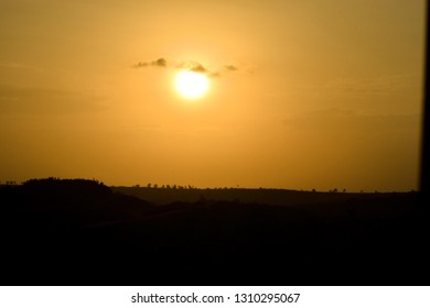 Sun set view with objects