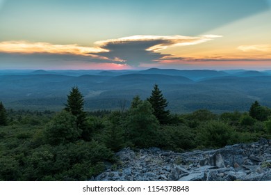 The Sun Sets Behind A Giant Thunderstorm Cloud In The Appalachian Mountains Seen From Spruce Knob In West Virginia