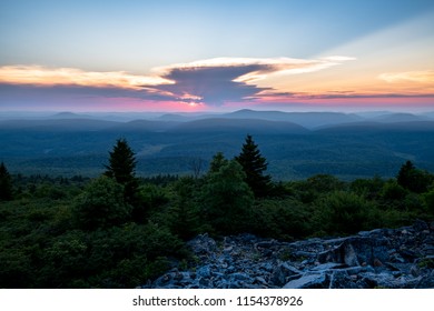 The Sun Sets Behind A Giant Thunderstorm Cloud In The Appalachian Mountains Seen From Spruce Knob In West Virginia