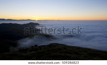 Similar – Image, Stock Photo Misty Hike at Jaizkibel Coloured Cliffs in Gipuzkoa