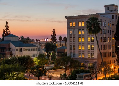 The Sun Sets On The Anaheim, California Skyline.