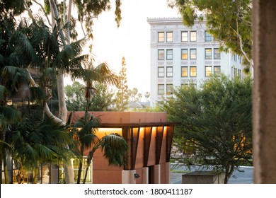 The Sun Sets On The Anaheim, California Skyline.