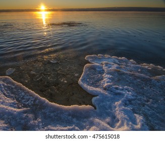 The Sun Sets Over The Waters Of Green Bay In Lake Michigan, From Peninsula State Park In Door County, Wisconsin.