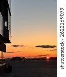 Sun setting at an Airfield