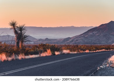 Sun setting on the open road