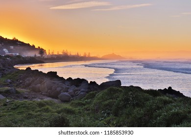 Sun Setting On Sumner Beach, Christchurch, New Zealand