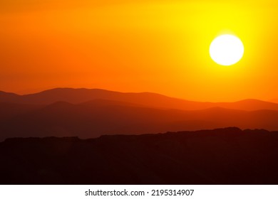 Sun setting over the Atacama desert in Chile, South America