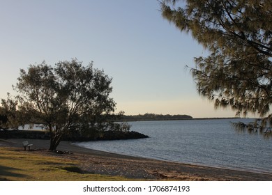Sun setting over the beach