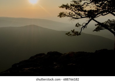 Sun Setting Over Blue Ridge Parkway Virginia