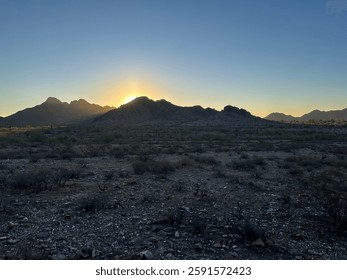 Sun setting over the mountains 