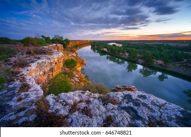 Sun Setting Over The Murray River