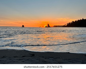 Sun setting over the ocean