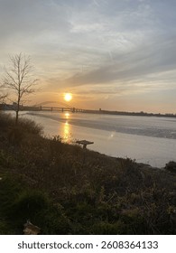 Sun Setting Over Two Bridges 