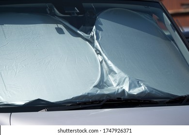 Sun Shade Or Sun Reflector On The Windshield The Car