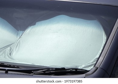 Sun Shade Or Sun Reflector On The Windshield The Car