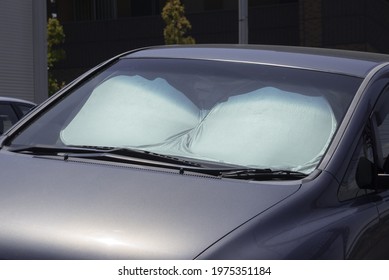 Sun Shade Or Sun Reflector On The Windshield The Car