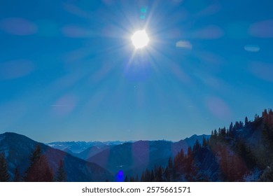 Sun shines over Mountain Range