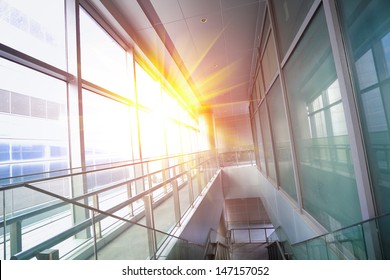 Sun Shining Modern Office Building Stairway Glass