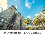 Sun shining over Union Square in San Francisco. California, USA