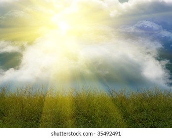 The sun, the sky, clouds
