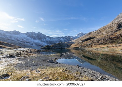 Sun And Snow In Snowdonia Wales, Mount Snowdon Miners Track