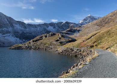 Sun And Snow In Snowdonia Wales, Mount Snowdon Miners Track