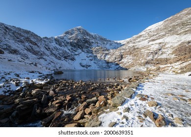 Sun And Snow In Snowdonia Wales, Mount Snowdon Miners Track