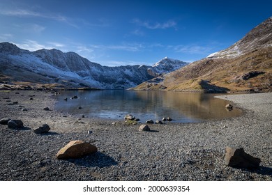 Sun And Snow In Snowdonia Wales, Mount Snowdon Miners Track