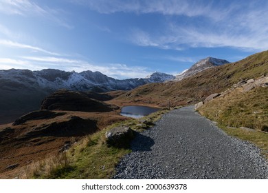 Sun And Snow In Snowdonia Wales, Mount Snowdon Miners Track