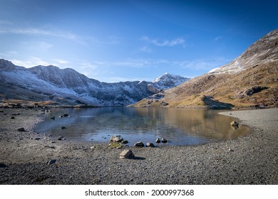 Sun And Snow In Snowdonia Wales, Mount Snowdon Miners Track