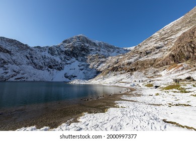 Sun And Snow In Snowdonia Wales, Mount Snowdon Miners Track