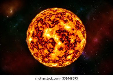 Sun in Space with Plasma Background