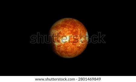 Sun in space with solar flares represents astronomical stellar energy. Sun in space for cosmic astronomy science illustration. Sun in space background for solar system graphics.