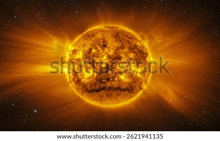 The Sun in the Space a lot of stars in the background 