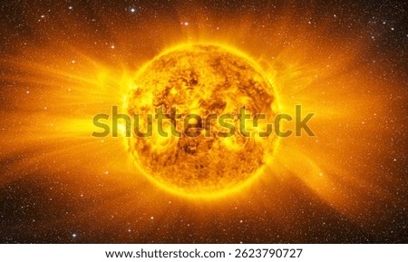 The Sun in the Space a lot of stars in the background 