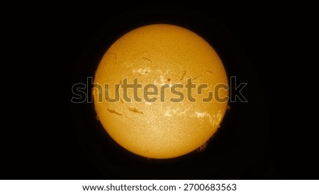 Sun surface with flares in hydrogen alpha