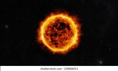 Sun Surface With Solar Flares