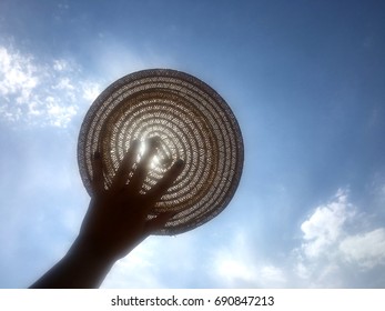 The sun under or above the hat