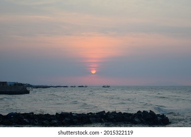 The Sun Went Down In A Small Fishing Town In Central Java, Indonesia