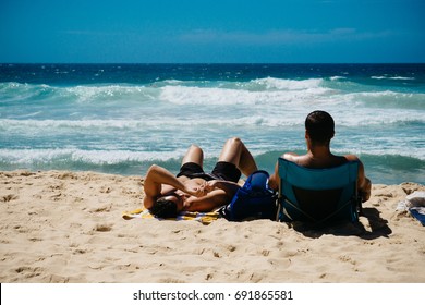Sunbathing in the beach