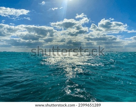 sunbeam on the sea in blue hour