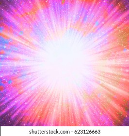 Sunburst or stars in outer space, background. "The elements of this image furnished by NASA"
