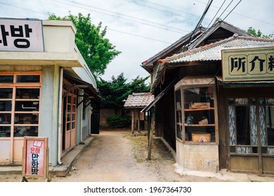Suncheon, Korea - April 27, 2021 : Suncheon Open Film Set, Korean old village