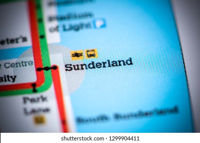 Sunderland Station. Newcastle Metro Map.