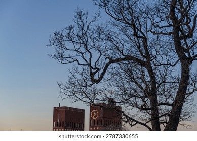 sundown in oslo at spring time