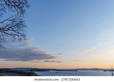 sundown in oslo at spring time