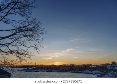 sundown in oslo at spring time